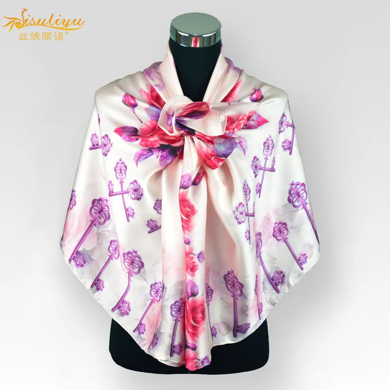 [Long Scarf100% Silk Satin Scarf 110cmX180cm Natural Silk Charmeuse Satin New Exclusive Plus Size Scarf Shawl Baby Pink