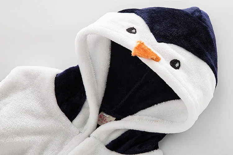 Children's Bathrobes Lovely Penguin Bathrobe Kids Baby Boy&girl Bath Robes Cotton Warm Pajamas Animal Kids Bath Robes