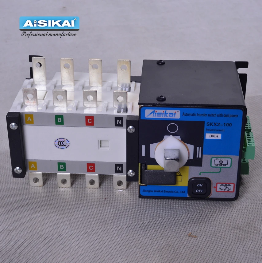 Imagem -04 - Aisikai-controlador Elétrico 4p 100a Ats Placa com Fases Controle de Transferência Automática de Energia Dupla 220v 380v