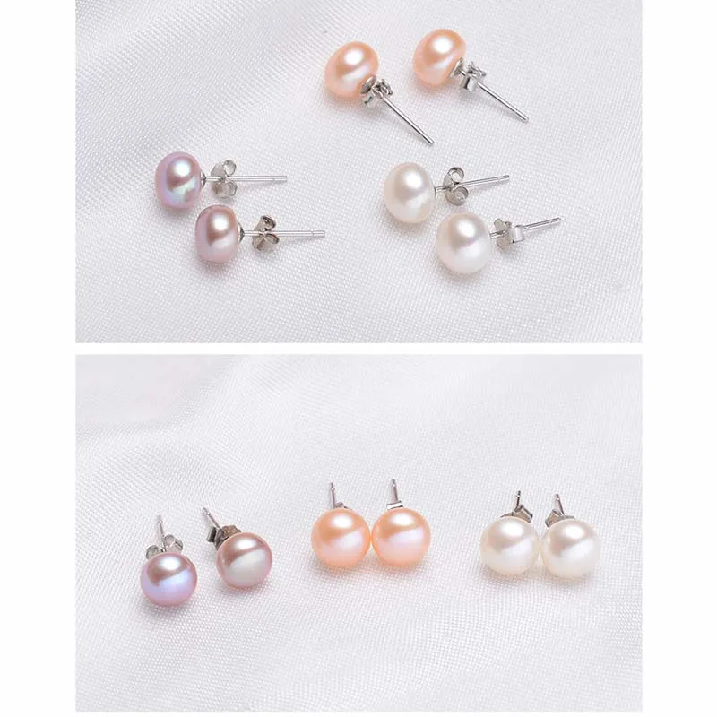 Pearl Stud Earrings Push Back Natural Freshwater Pearl Earrings Fashion Jewelry Stud Earrings for Women