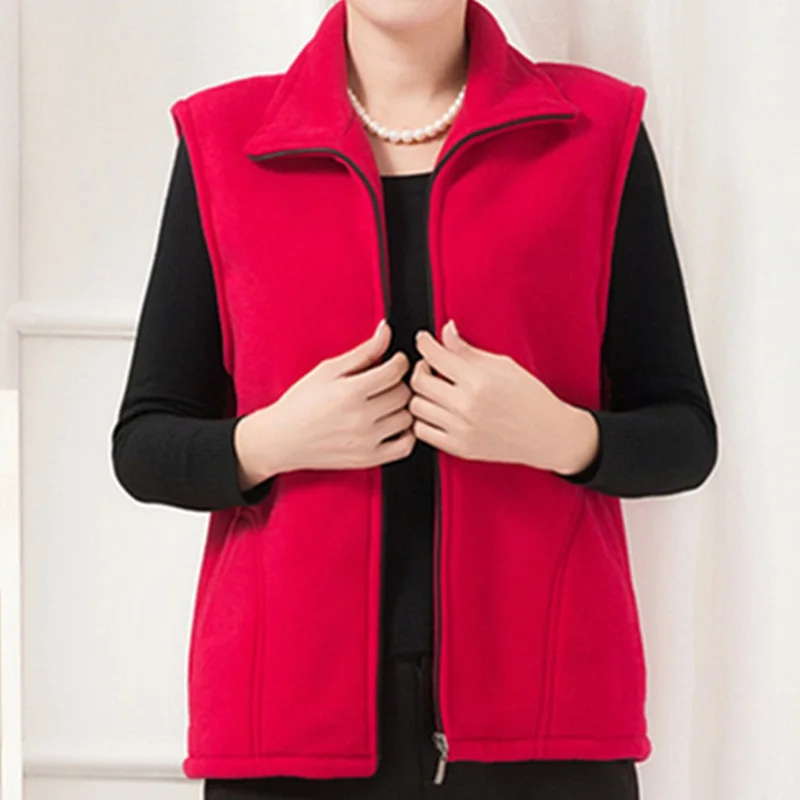 UHYTGF Fleece Coat For Women\'s Vest 2024 New Autumn Sleeveless Vests For Women Jacket Fashion Zipper Casual Waistcoat Female 442