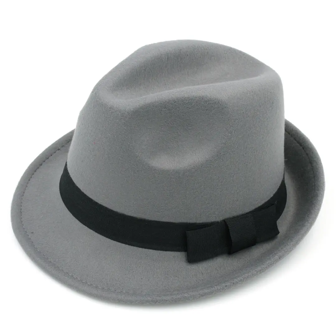 Vintage Women/Men Boys Girls Kids Child Rolled Brim Trilby Fedora Hat Pinch Crown Jazz Cap (54CM-58cm Adjust Rop Inside)