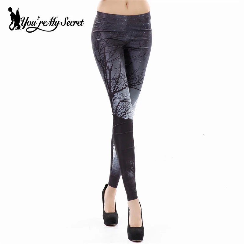 [You're My Secret] 2022 Fashion Leggings Starry Sky Midnight Woods Leggins For Push-up Women Fitness Stretch Slim Pant