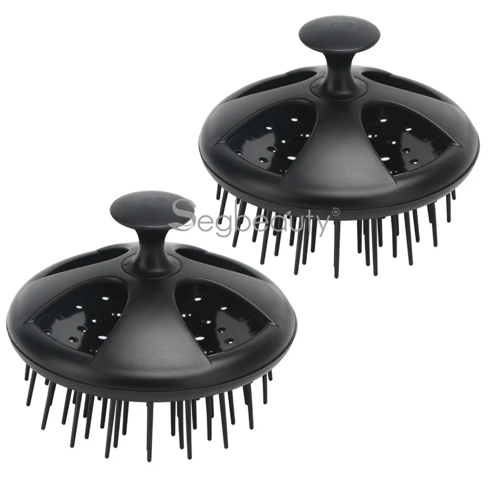 Segbeauty 2pcs Shampoo Shower Brush Black Scalp Massager Brushes Floriated Shower Comb for Long Thick Hair Beard Pet Comb