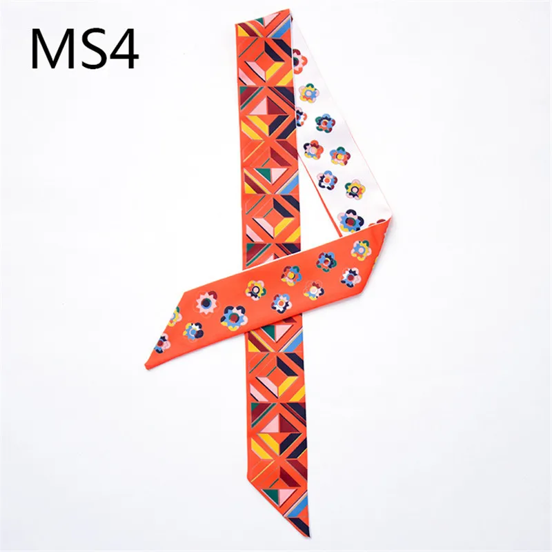 New Fashion Floral Print Scarf Small Silk Scarf Handle Bag Ribbons For Women Headwear Geometric Long Scarves Wholesale