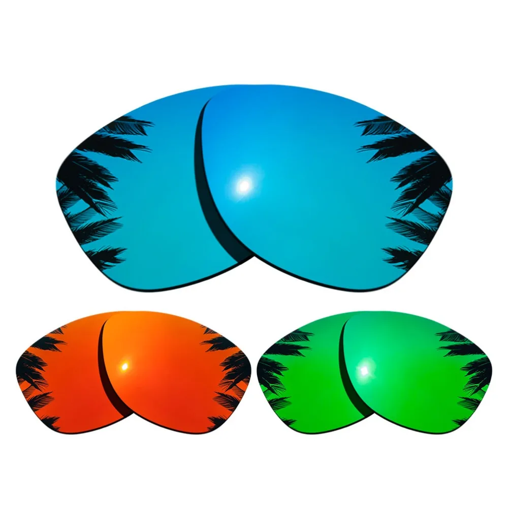 (Blue+Orange Red+Green Mirrored Coating) 3-Pairs Polarized Replacement Lenses for Frogskins Frame 100% UVA & UVB Protection