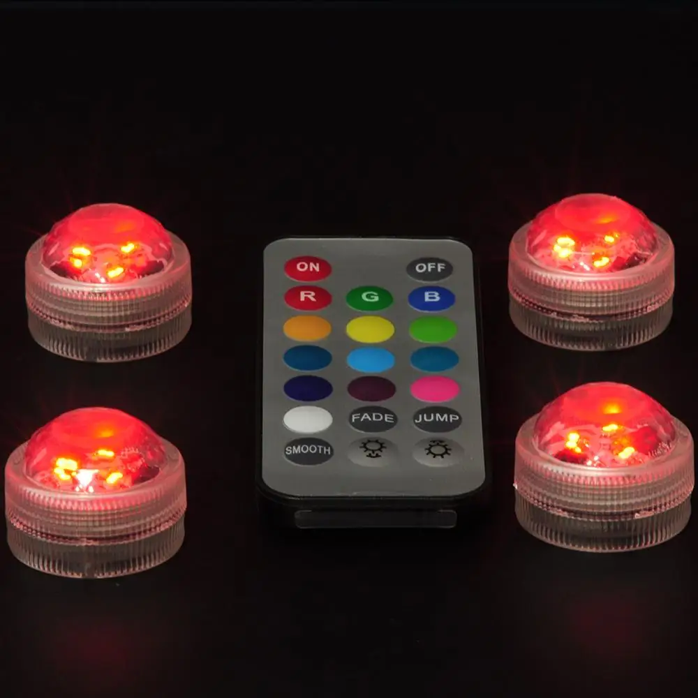 

3CM Mini Submersible LED Lights Battery Operated Waterproof Underwater LED Tea Light Candle with Remote for Wedding Party Vase