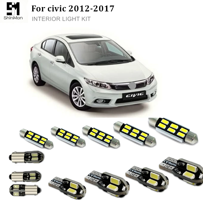 

Shinman 6pcs canbus Error Free LED Interior Light Kit Package for honda civic 2012-2017 accessories