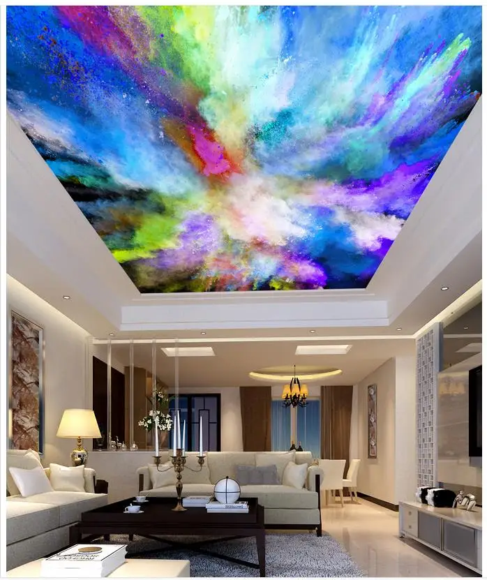 

Color living room bedroom ceiling effect papel parede mural wallpaper ceilings 3d mural paintings