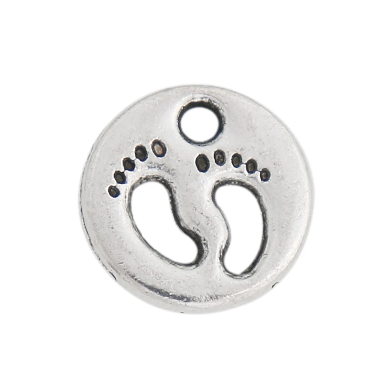 

30pcs Fashion Alloy Round Baby Feet Hollow Pendant Charms 11*11mm AAC1780