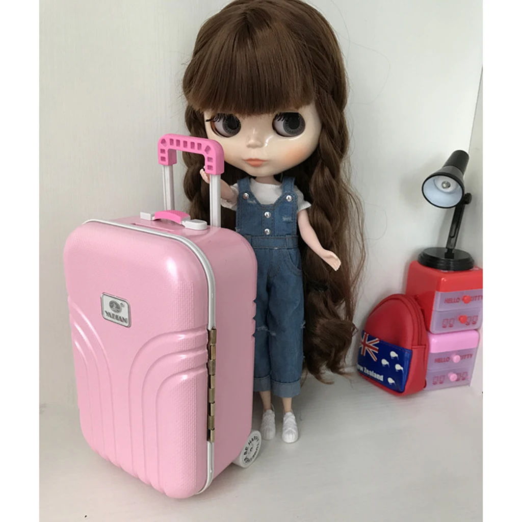 1/6 Scale Dollhouse Miniature Travel Suitcase Luggage Case for   Blythe BJD Salon Azone Pullip Fashion Dolls Accessories