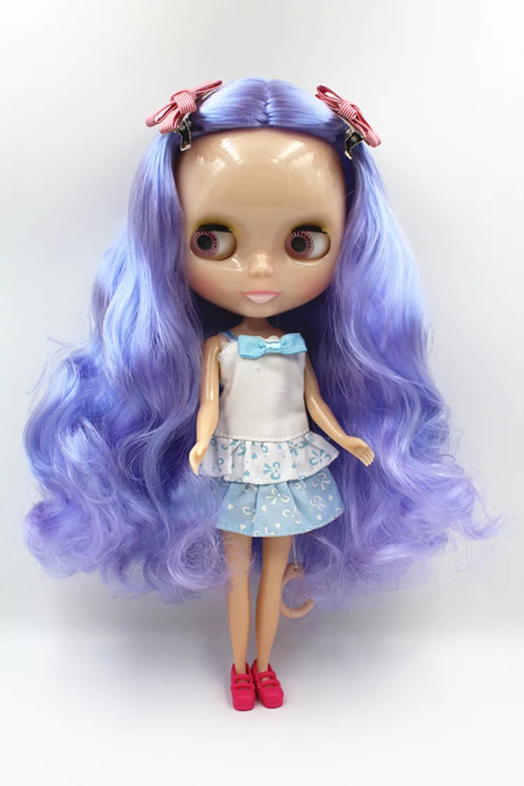 Blygirl Doll Violet curly hair 30CM Doll 1/6 Blyth Doll body Fashion Can refit makeup Fashion doll White skin