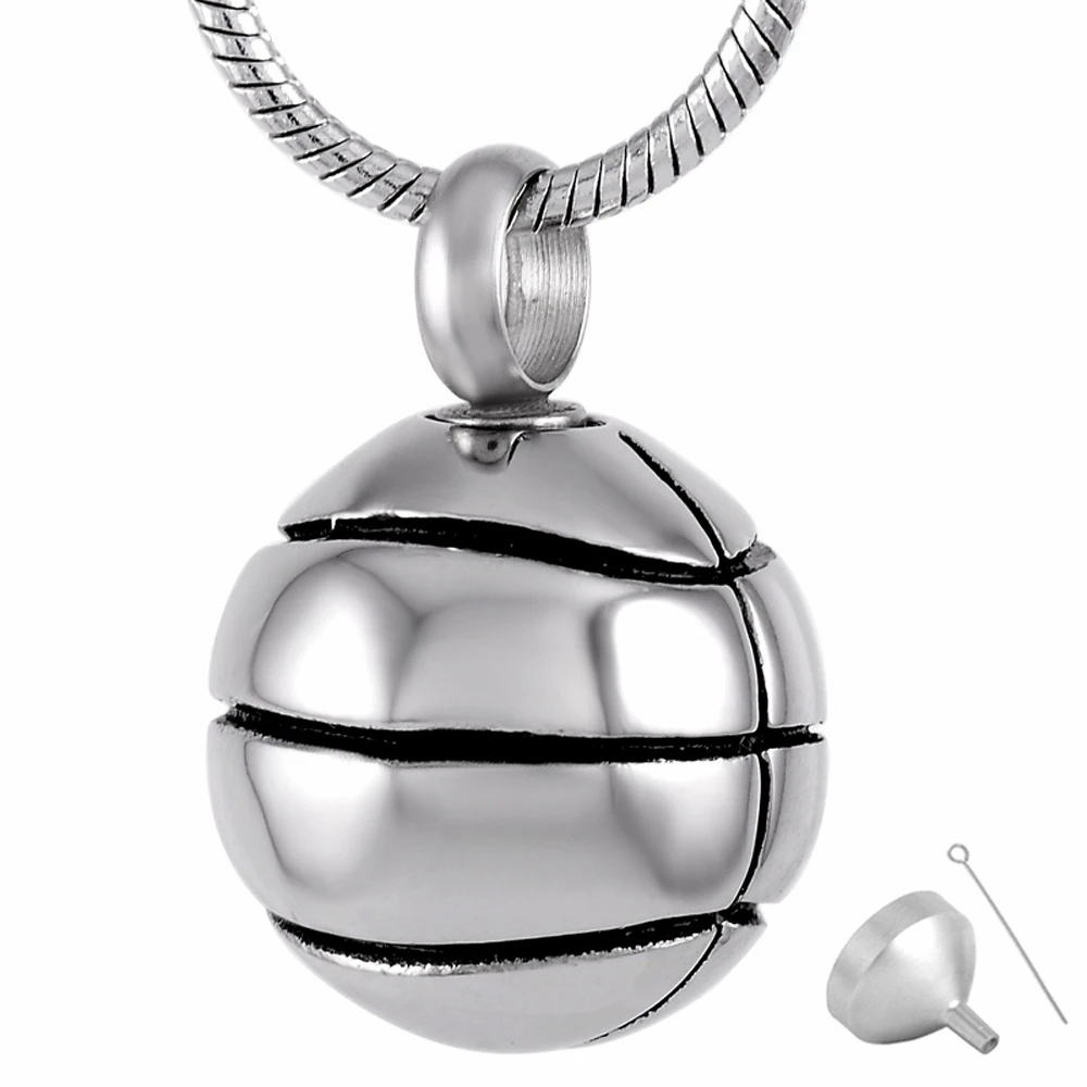 

8113 Stainless Steel Cremation Jewelry Pendant for Ashes Urn Necklace Football Shape Memorial Necklace for Men
