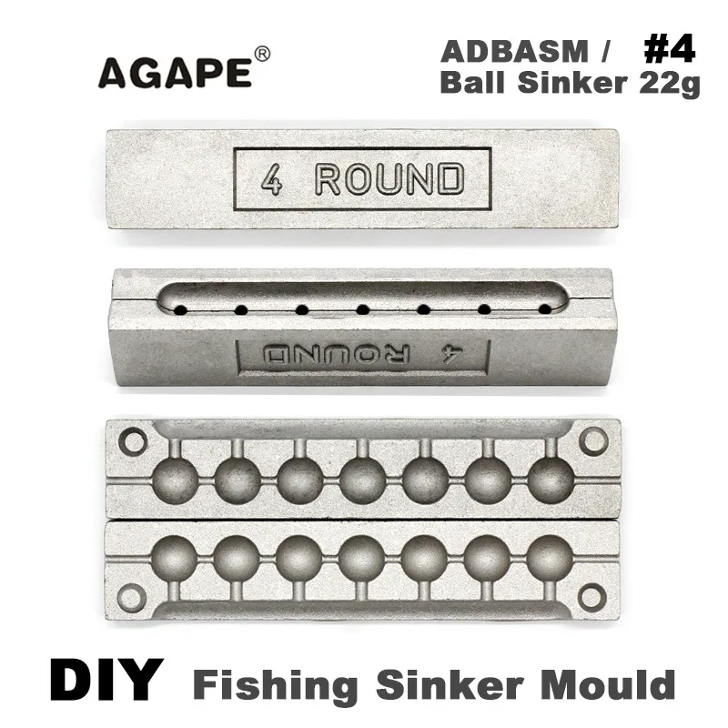 Agape DIY Fishing Ball Sinker Mould ADBASM/#4  22g 7 Cavities