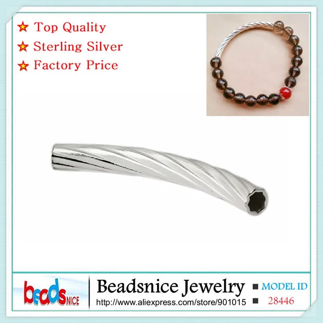 

Beadsnice ID28446 new arrival top quality pure 925 sterling silver curved tube beads diy handmade silver beads wholesale