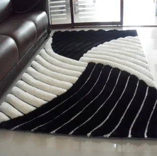 Carpet with geometric ,color white and black , Brief 3d three-dimensional carpet sofa coffee table disposable carpet customize