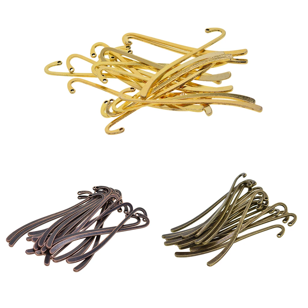 20pcs Retro Beading Metal Bookmark Book Marker Stationery Label DIY Jewelry Making Accessories