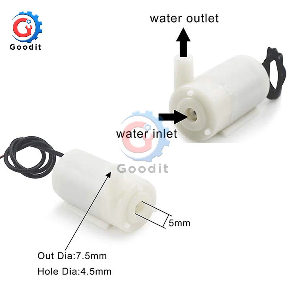 Mini Micro Submersible Water Pump 100L/H DC 3V Low Noise Brushless Motor Pump horizontal vertical 1m soft hose