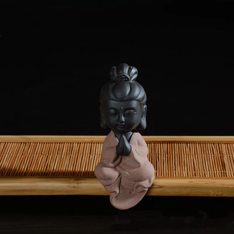 Western three holy tea pet Buddha statues small monk color sand ceramic home club geomantic decoration Figurines