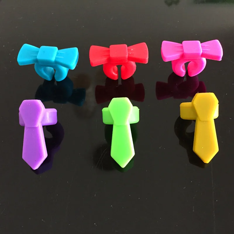 6pcs Neck tie Bow tie Silicone Universal Wine Glass Drink Markers Charms with clip for Stemware Glasses,