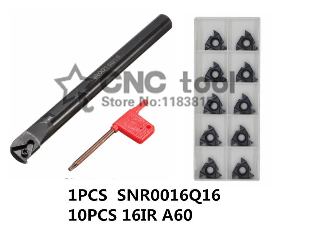 

SNR0016Q16 CNC Internal thread Turning tool 1pcs + 16 IR AG60 10pcs 11pcs/set CNC Internal thread Carbide insert