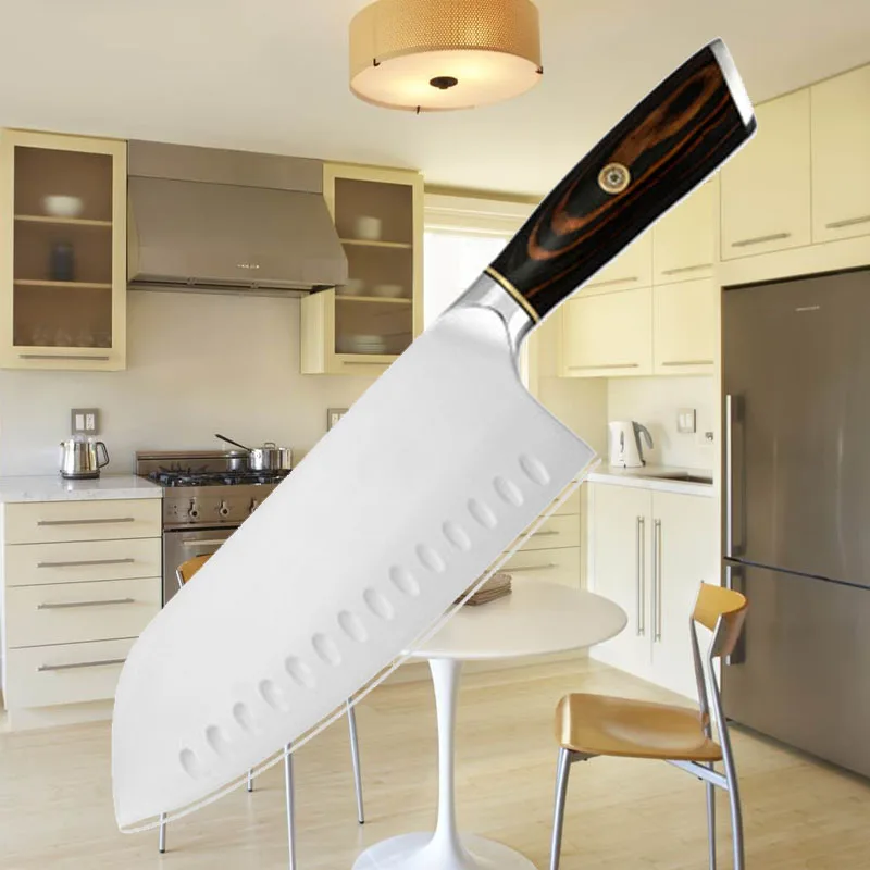 Liang Da Stainless Steel Knife Seamless Welding Resin Fibre Handle High Carbon Blade Utility Chef Chopping Knife Cooking Tools