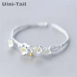 Uini-Tail hot new product creative 925 Tibetan silver plum blossom open bracelet fashion tide flow high quality jewelry