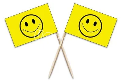 300Pcs Smiling Face Toothpick Flag Paper Food Picks Toothpicks Cupcake Decoration Fruit Cocktail Sticks Party  Topper Sticks