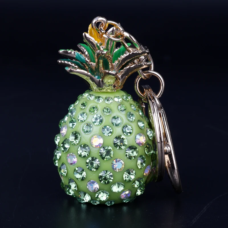 dongsheng Crystal Pineapple Ananas Keychain Charms Tropical Fruit Key Chain Ring Women Bag Purse Pendant Keyring For Car Styling