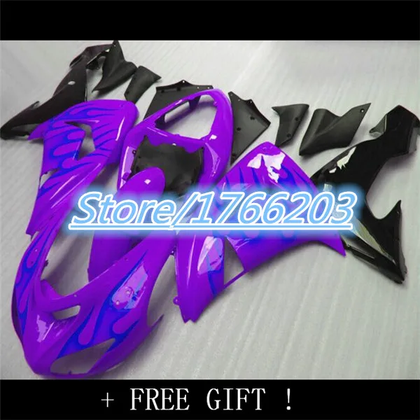 

Blue flames For KAWASAKI NINJA ZX10R 10 R 2006-2007 NEW ZX-10R ZX 10R 2006 2007 06 07 Fairing Kit Blue purple Ning