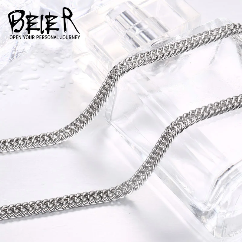 Beier stainless steel necklace high quality  twist 3mm/4mm/5mm trendy chain necklace boy man necklace  BN1026