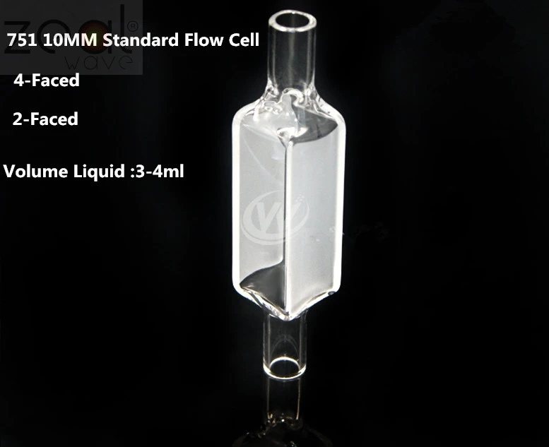 1PCS Quartz Welding 2 Way Flow Cuvettes Flow Cell 60mm Lightlength 10mm