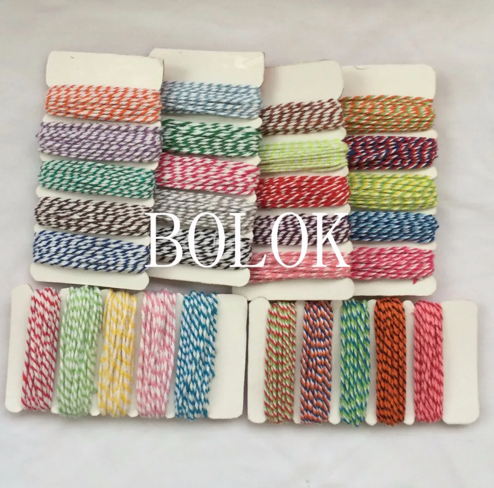 100packs/lot 30 mix color colored cotton twine 12ply 1.5mm for DIY Craft gift Packing/scrapbook decoration hang tags rope