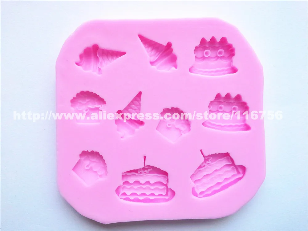 

New! Free Shipping Ice Cream Shaped Silicone Mold Cake Decoration Fondant Cake 3D Food Grade Silicone Mould 145