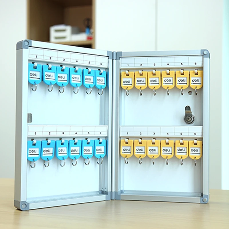 Deli 50800 50801 Aluminum Key Management Box 24/48 Keys Aluminium Alloy Management Storage Box Wall Mounting Key Box