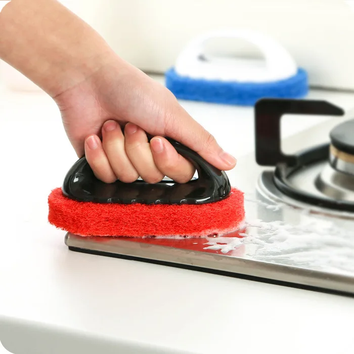 

Strong sponge brush with handle cleaning without hurting hands range hood brush kitchen pan brush cleaning tool 44g