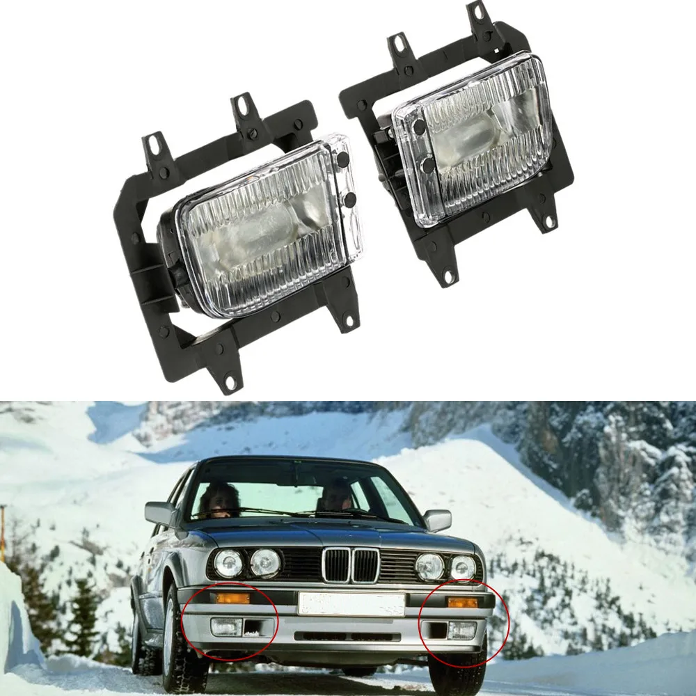 

Fit For BMW 85-93 E30 3-Series Front Bumper Clear Fog Light Lamp Plastic Lens Kit 1985-1993 325i 318