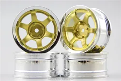 4 pz 1/10 Touring & Drift Wheel Rim S6SCG (Cromo + Oro Pittura) 4mm offset adatto per 1:10 Touring & Drift Car 1/10 Rim 10543