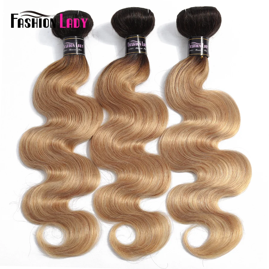 

Fashion Lady Pre-Colored Peruvian Body Wave Bundles Human Hair Weave Dark Blond Ombre Bundles 3/4 Bundle Per Pack Non-Remy