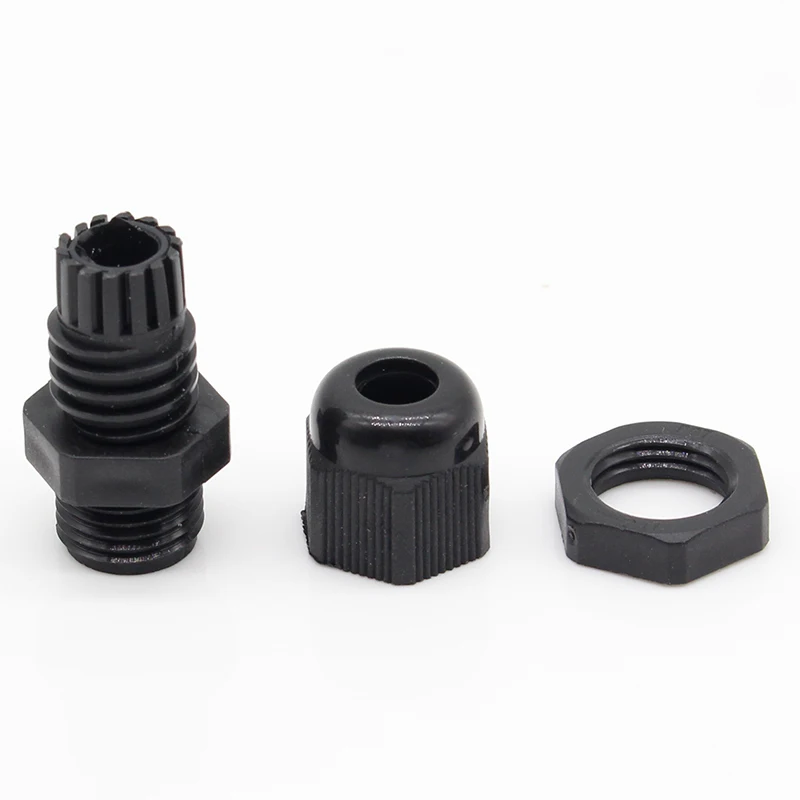 10 Pcs PG7 Black Plastic Waterproof Cable Glands Joints