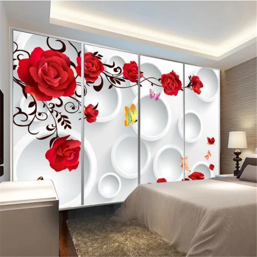 beibehang Custom wallpaper 3D mural circle rose romantic love background wall living room bedroom wall papers home decor mural image 6