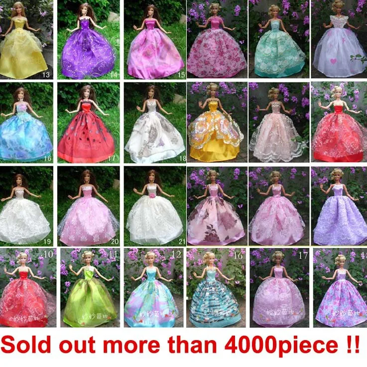 

30items=10dress+10 shoes+10accessories Party Doll's Dress Clothes Gown For Barbie doll