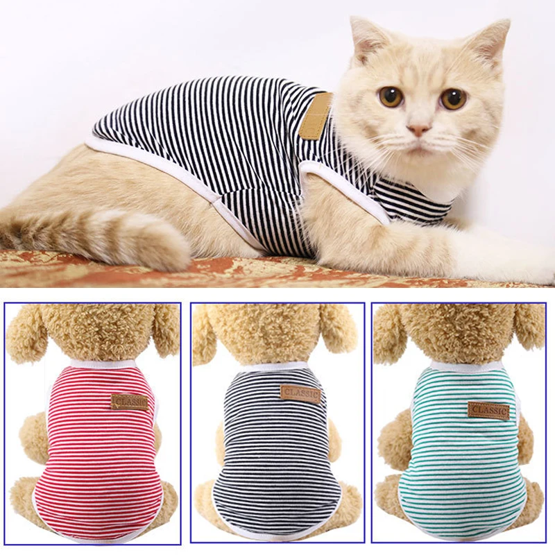 Clássico listra roupas de gato de estimação para gatos verão cão gato colete camisa katten kleding kedi terno bens para animais de estimação gatos traje roupas