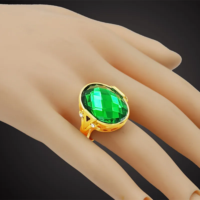 Big Red/Pink/Green/Purple Crystal Zircon Gold Color Mens Jewelry  Ring for Women Size 7-10