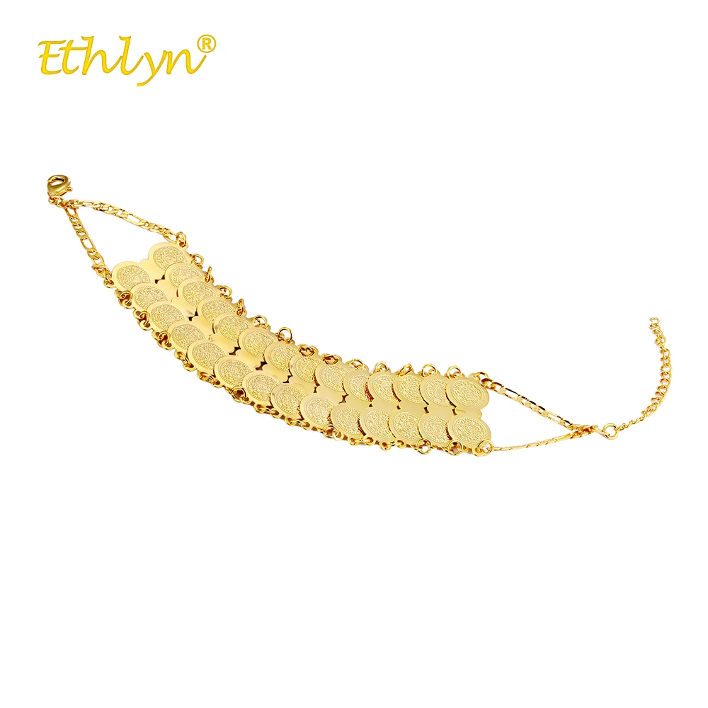 Ethlyn New Arrival Women Bracelets & Bangles Tesbih Muslim Religious Wide Chain Bangle Middle East Luxury Gold Color Jewelry Hot