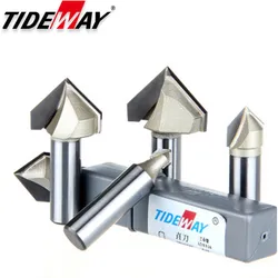 TideWay V Type 3D Woodworking Milling Cutter PVC Acrylic Edge Chamfering  Engraving Tool Trimming  Tool V Type Knife 1/4*1/4