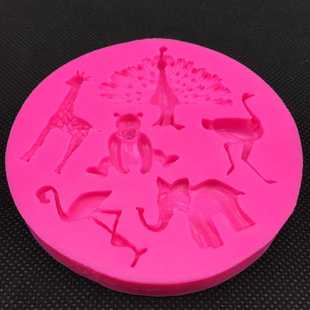 Peacock Bird giraffe elephant bear silicone mold chocolate fondant cake decoration tools baking utensils F0387