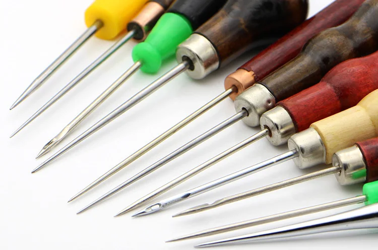 Leder Nähen Nähen Ahle Reparatur Werkzeug, holz Griff Drillable Runde Solide Werkzeuge für Handwerk Reparatur Schuhe Taschen mit Haken Loch Ahle – Detail 1