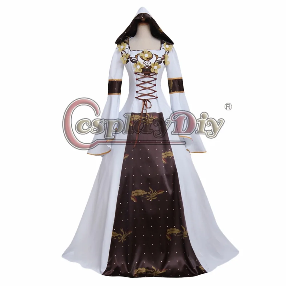 Medieval Vintage Victorian Luxury Dress Medieval Vampire Dress with Hoodie White Wedding Dress For Party