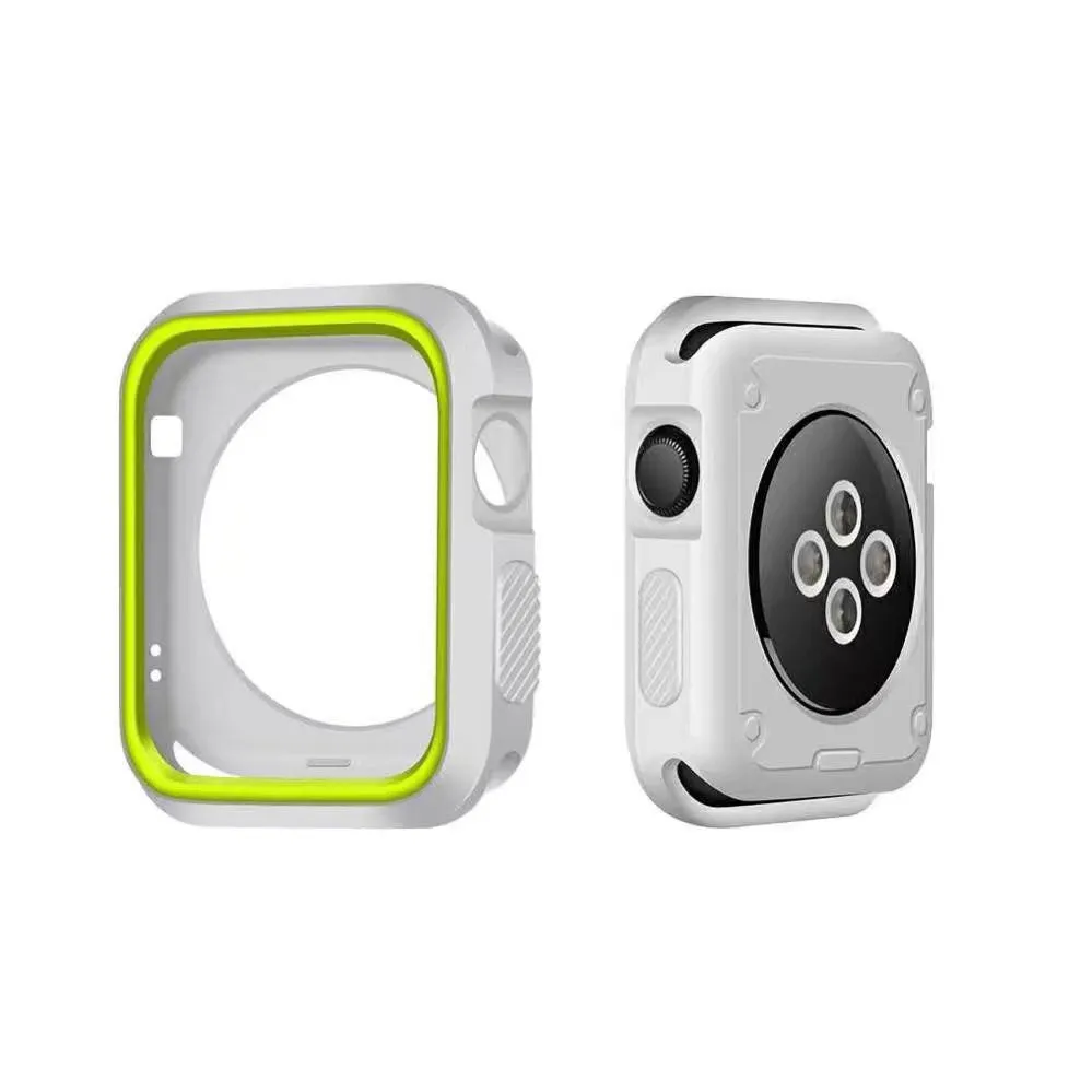 DAHASE Dual Colors Soft Silicone Case For Apple Watch Cover Full Protection for iWatch Series 1 & 2 & 3 42mm 38mm Shell